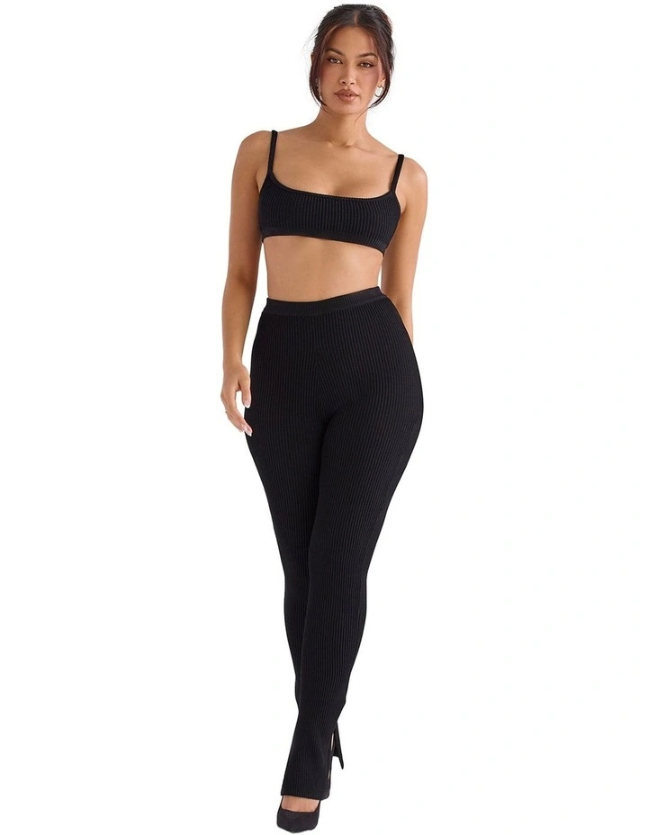 Mischa Ribbed Knit Bralette in Black