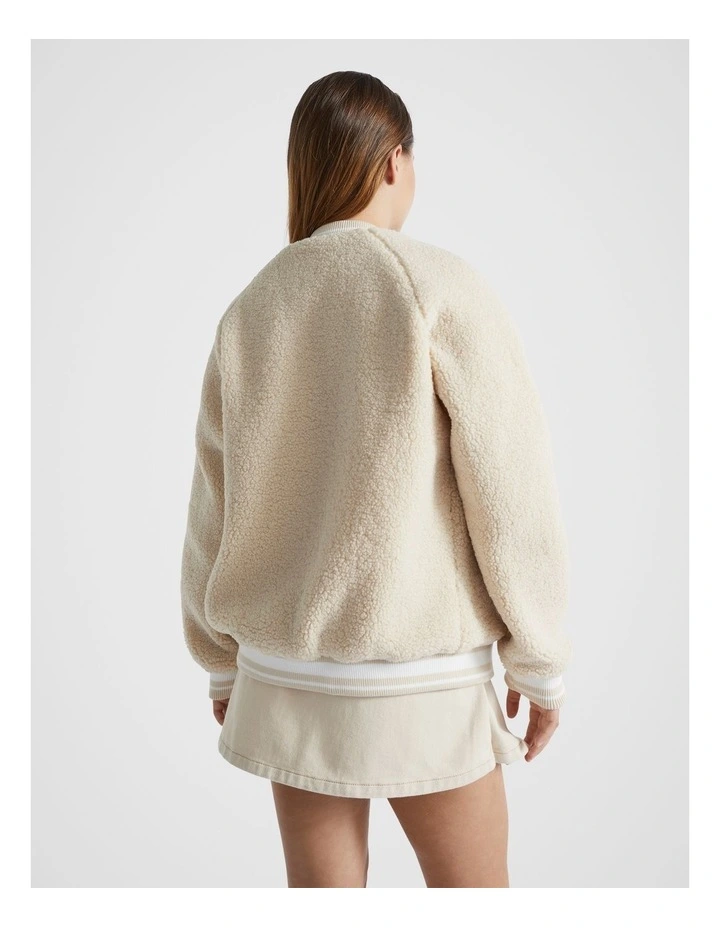 Teddy Bomber Jacket in Stone