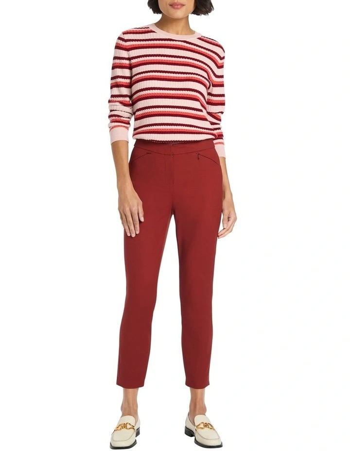 Sarah Compact Cotton Pant in Red