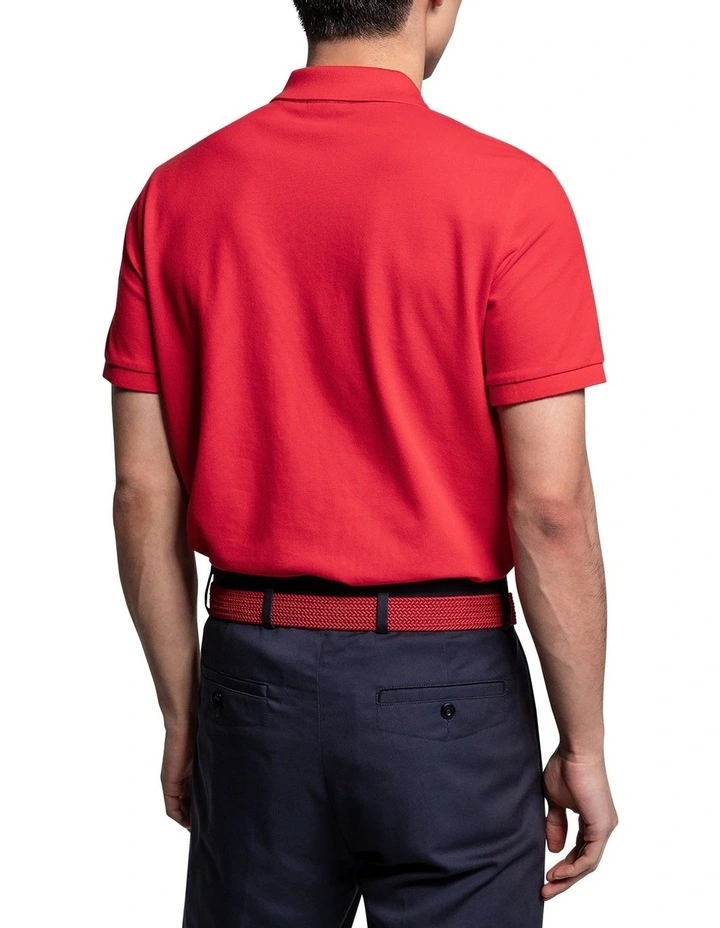 Solid Pique Rugger Polo in Red