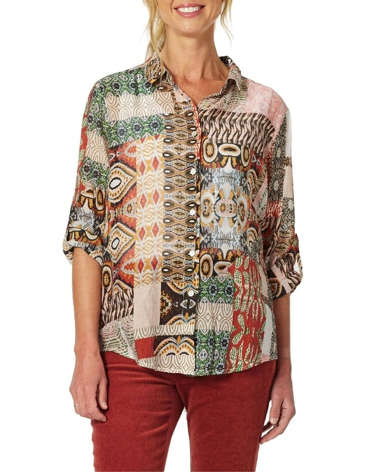 Morocco Print Shirt in Spice