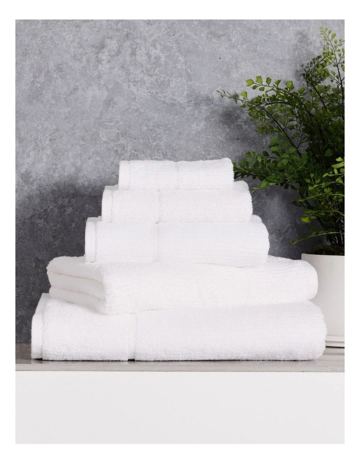 Combed Cotton Ribbed Towel Range in White