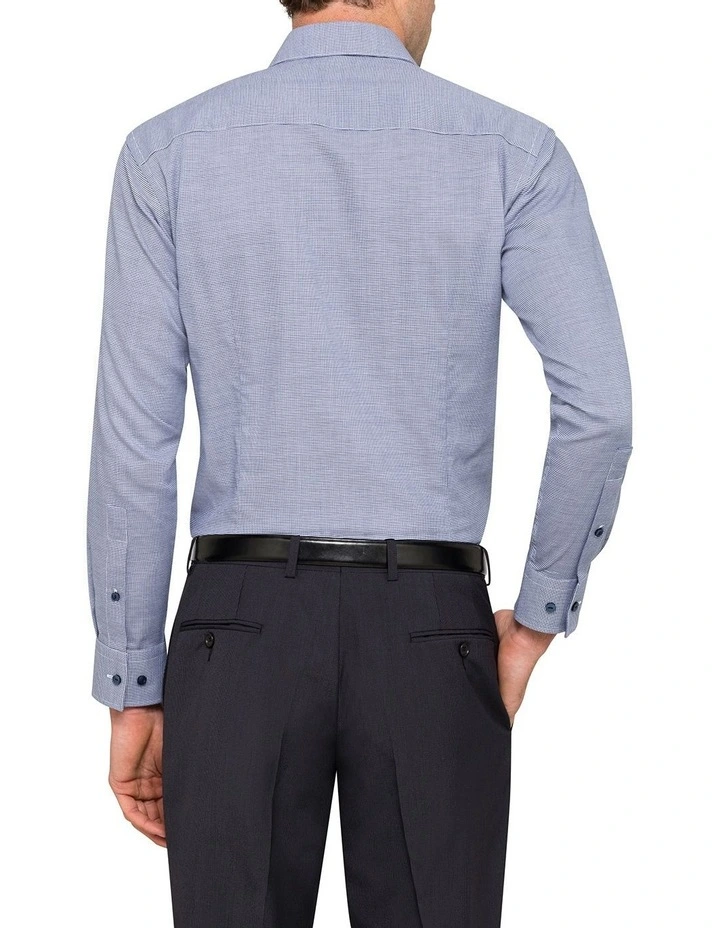 Check Long Sleeve Business Shirt in Navy