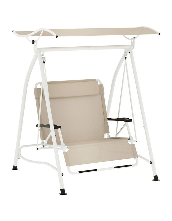 Hanging Canopy Swing Chair 2-Seater in Beige