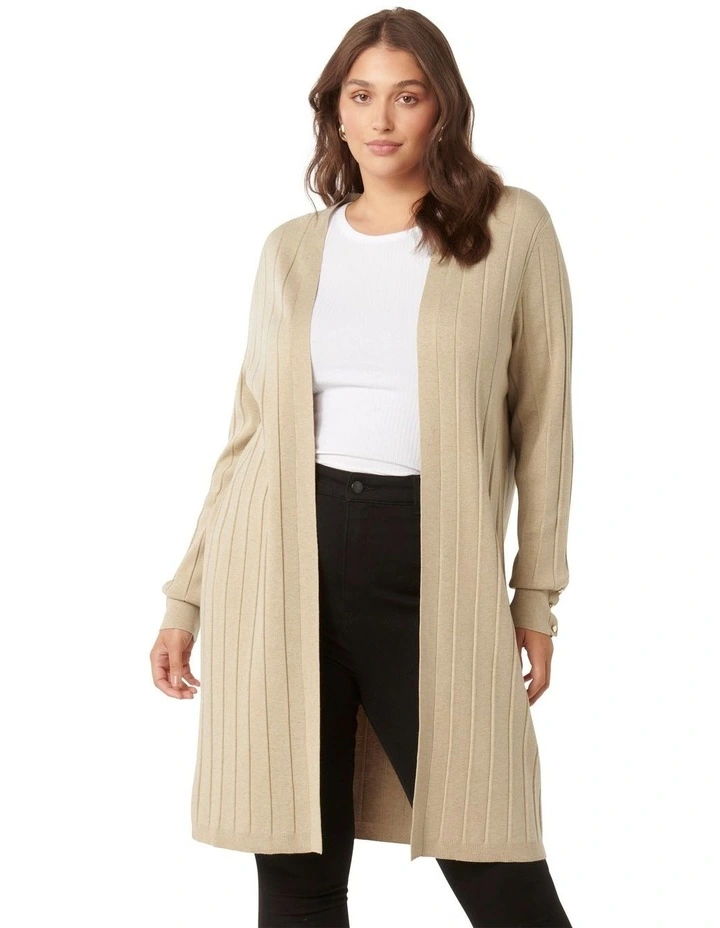 Daphne Longline Cardigan in Beige