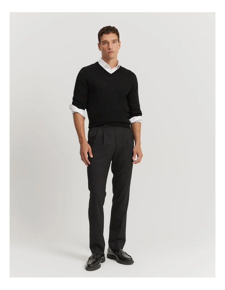 Verified Australian Merino V-neck Knit in Black
