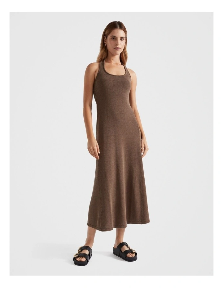 Halter Knit Midi Dress in Cappuccino