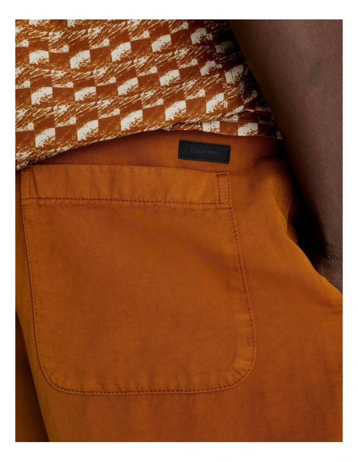 Cotton Linen Tencel Wide Leg Short in Brown