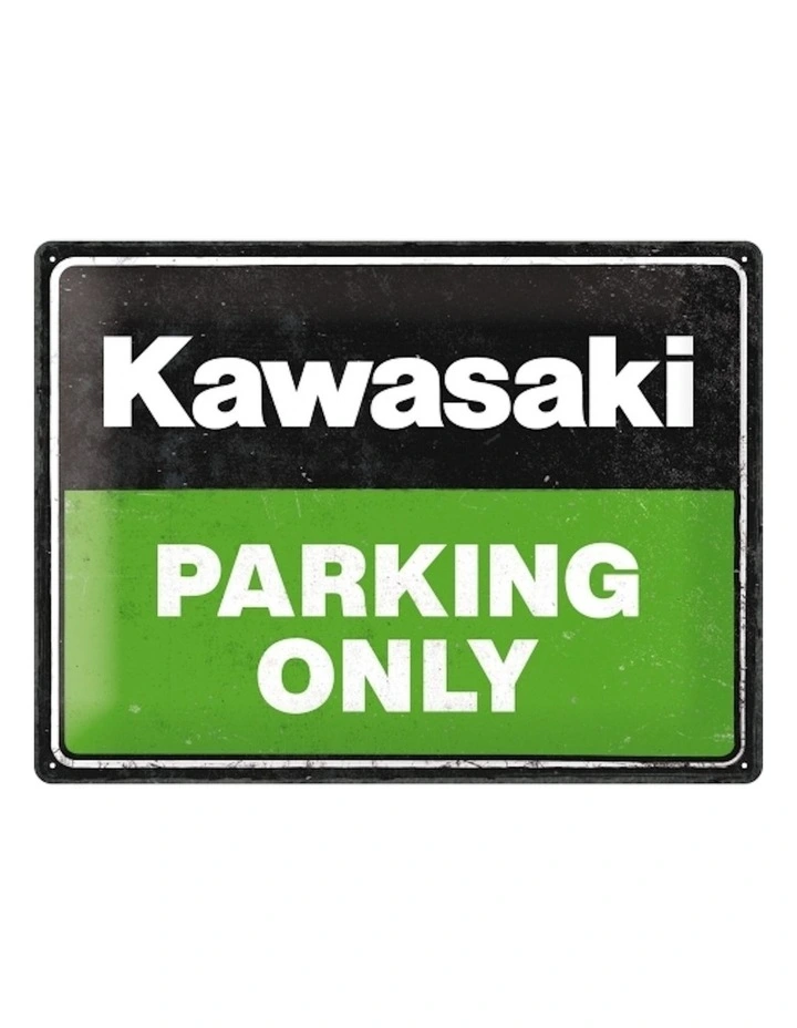 Large Sign Kawasaki Parking Only 30x40cm in Green