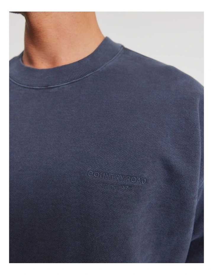 Oversized Vintage Wash Sweat in Navy