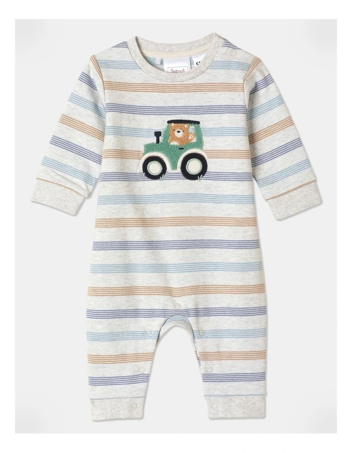 Stripe Coverall in Grey Marle
