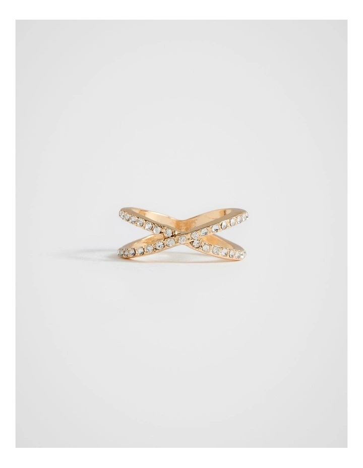 Crystal Twist Ring in Gold