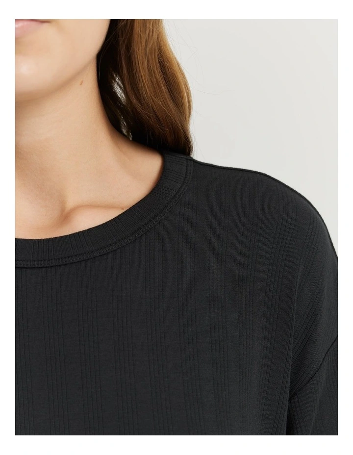 Short Sleeve Pyjama Top in Black