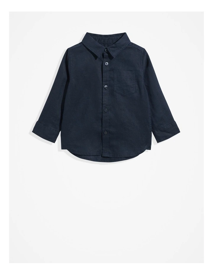 Organically Grown Linen Shirt in Navy