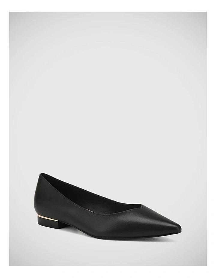 Monica Leather Flat in Black