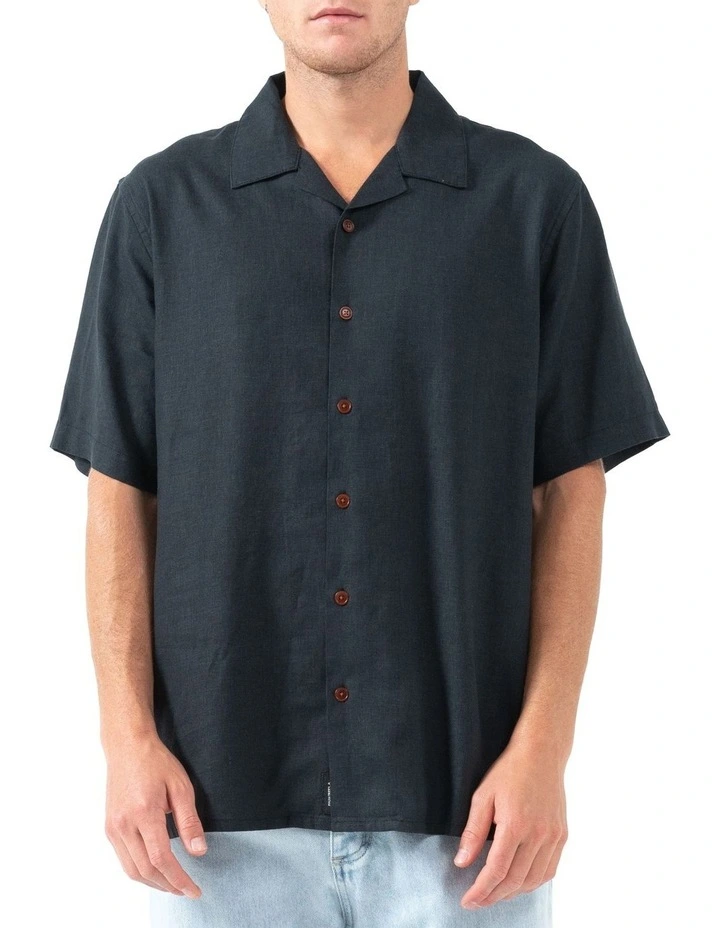 Hemp Minimal Bowling Shirt in Black