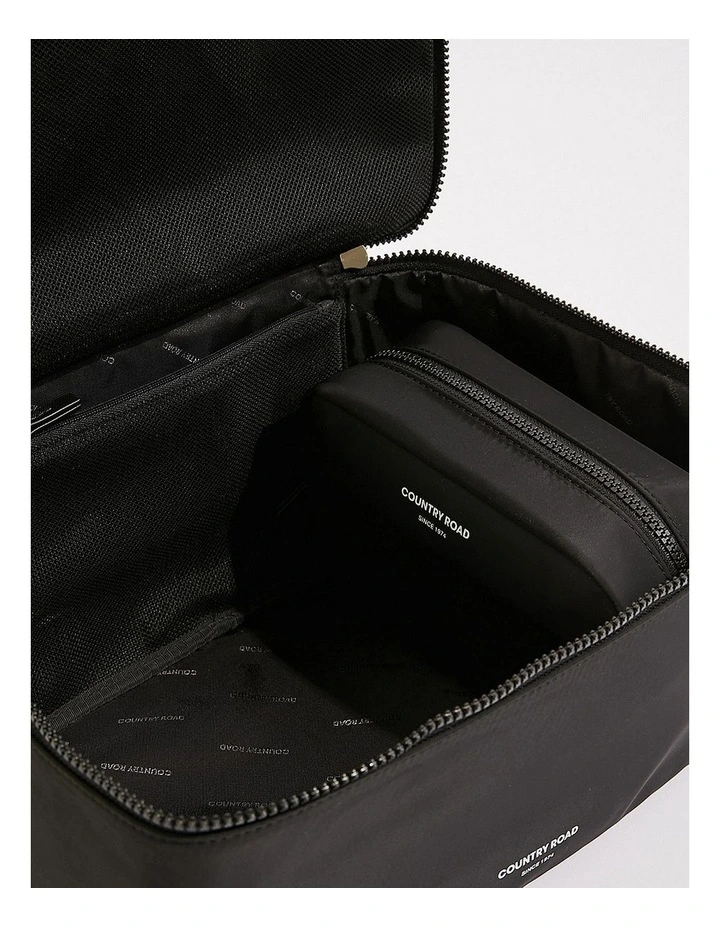 Recycled Polyester Medium Soft Cosmetic Case in Black