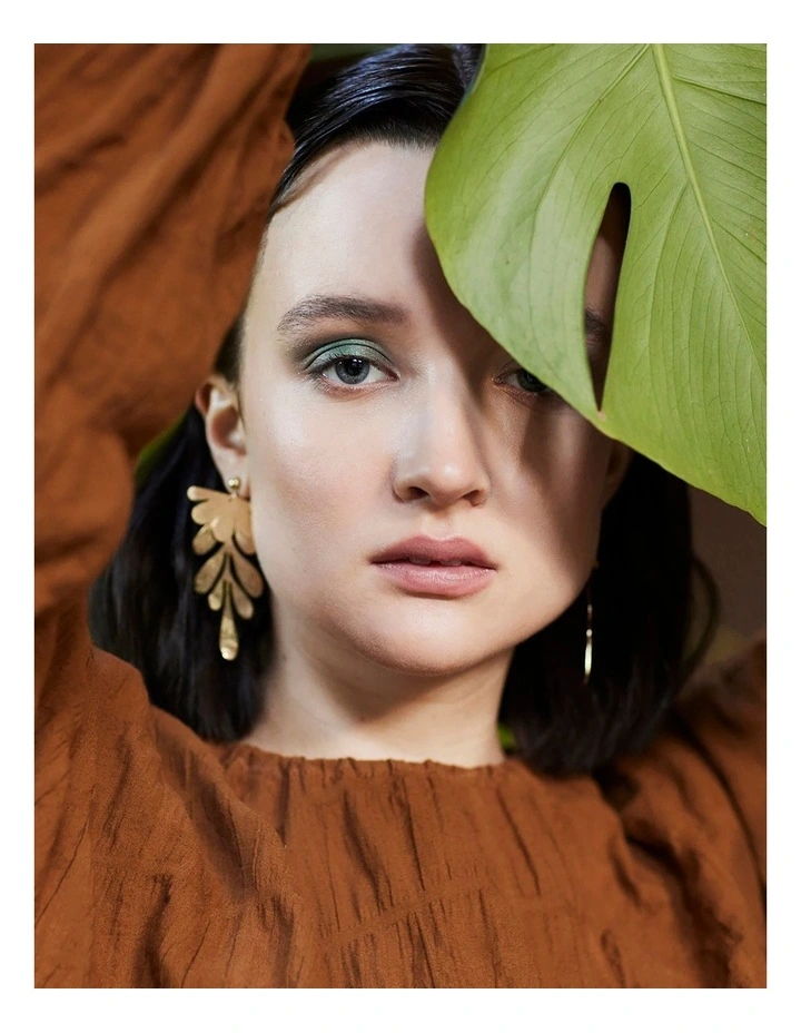 Brass Botanical Earrings in Gold Plated