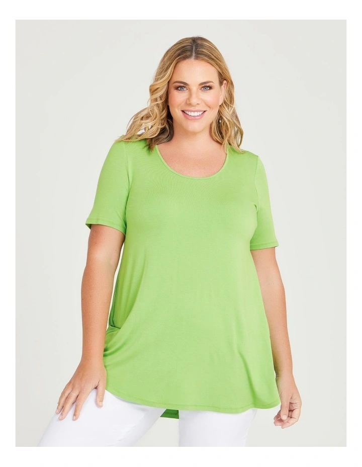 Bamboo Base Short Sleeve Top in Lime Green