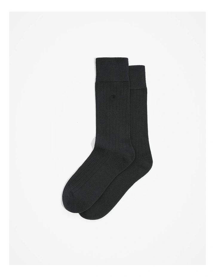 Career Rib Socks in Charcoal