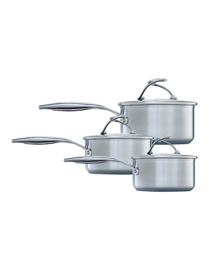 S-Series Nonstick Induction 3 Piece Saucepan Set in Stainless Steel