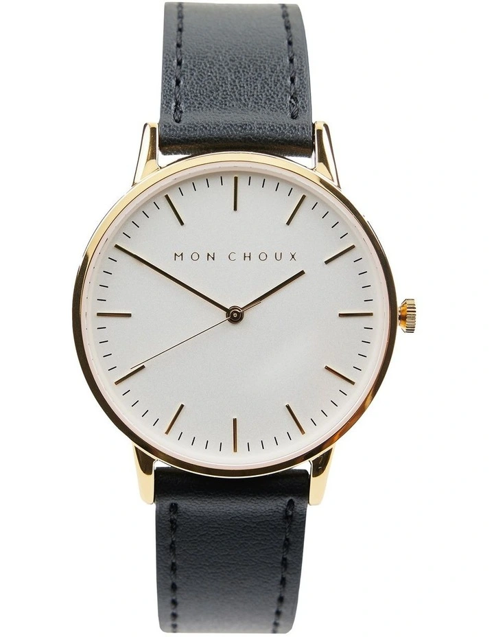 Classic Noir Grape Vegan Leather Watch 38mm in Gold