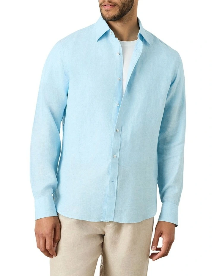 Bradfield Linen Shirt in Turquoise