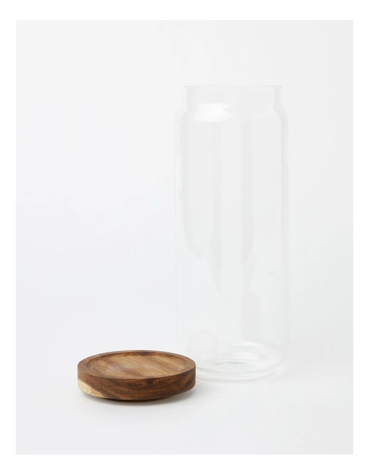 Glass Storage Jar with Acacia Lid 1250ml in Clear