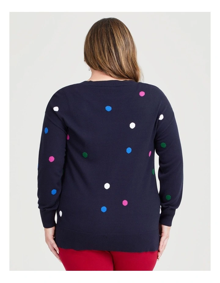 Cotton Polka Dot Jumper in Navy/Multi
