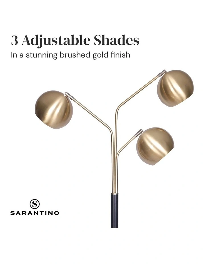 Adjustable 3-Arm Arc Lamp with Gold Shades