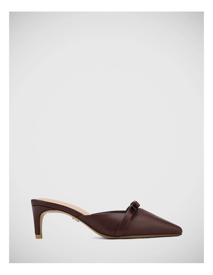 Joya Leather Kitten Heel Mule in Bordeaux