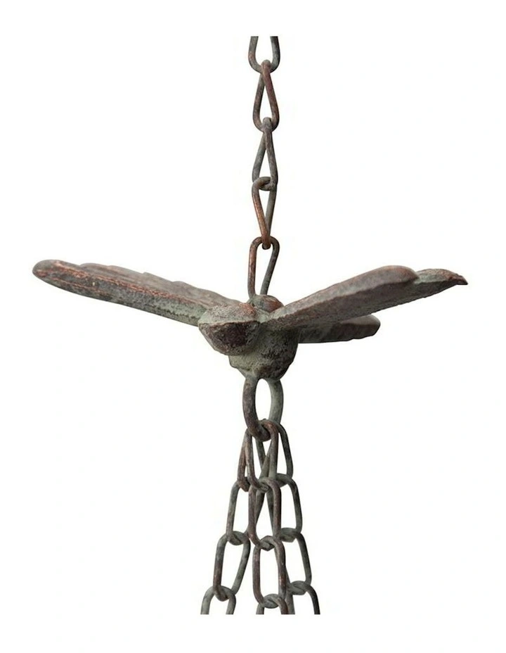Hanging Dragonfly Lilypad Birdfeeder and Bell in Grey