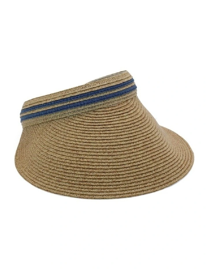 Blythe Visor Hat in Beige/Denim