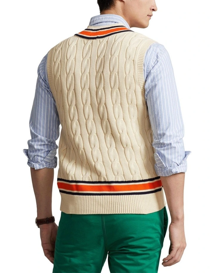 Crest Cotton Cricket Vest in White