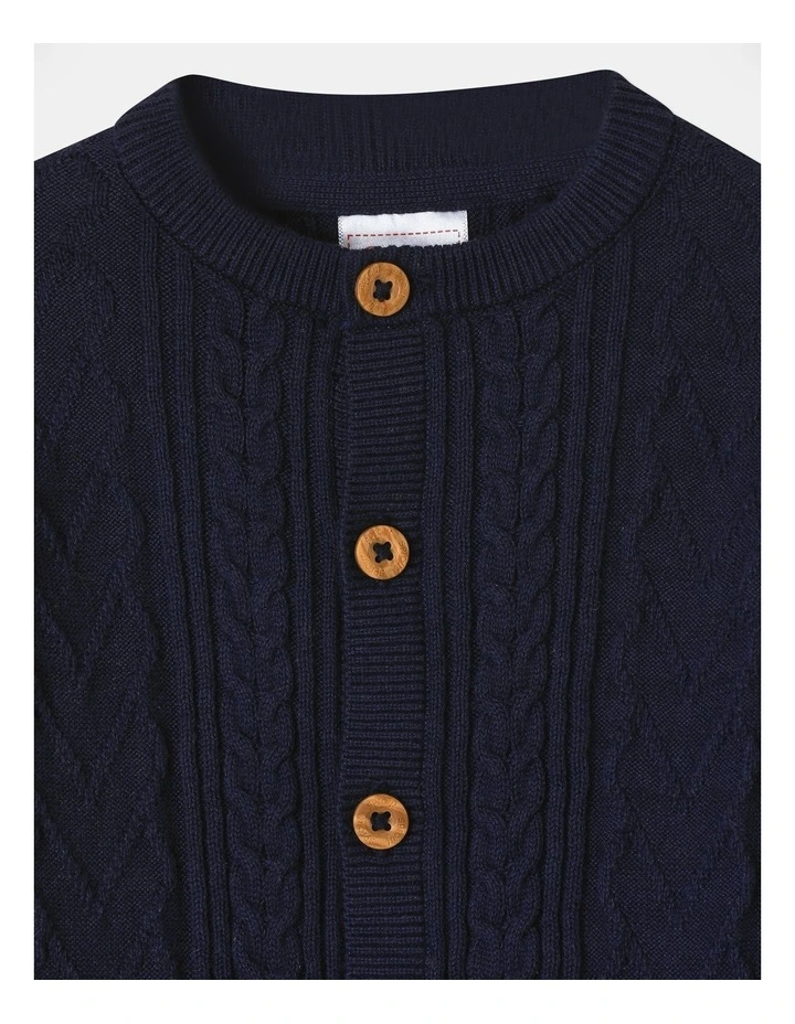 Cable Knit Coverall in Navy