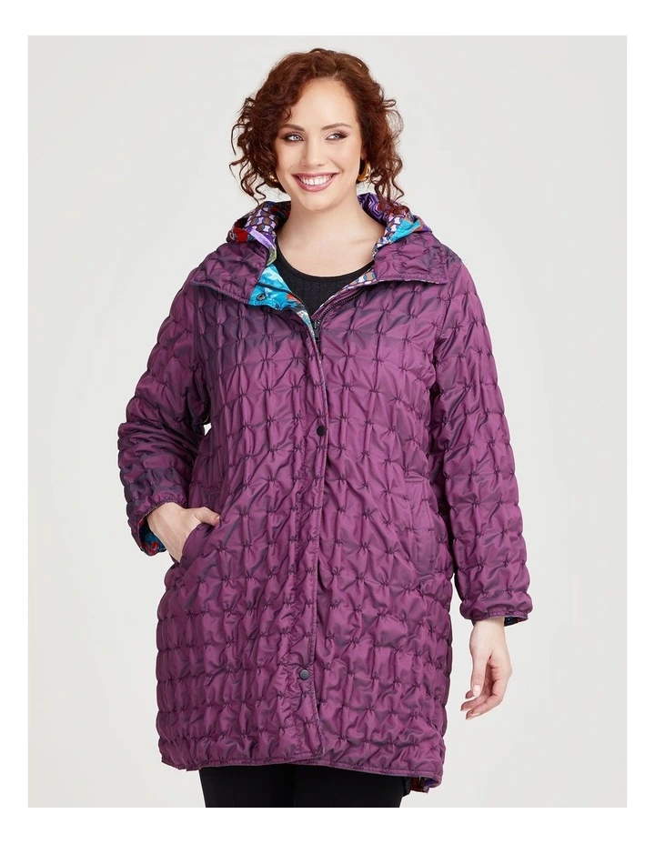 Wave Taffeta Reversible Coat in Orchid