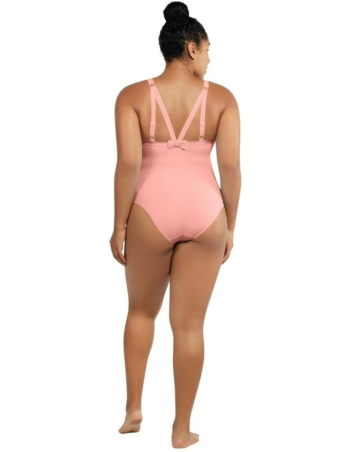Vivien Full Bust V Neck Plunge Swimsuit in Pink Blush