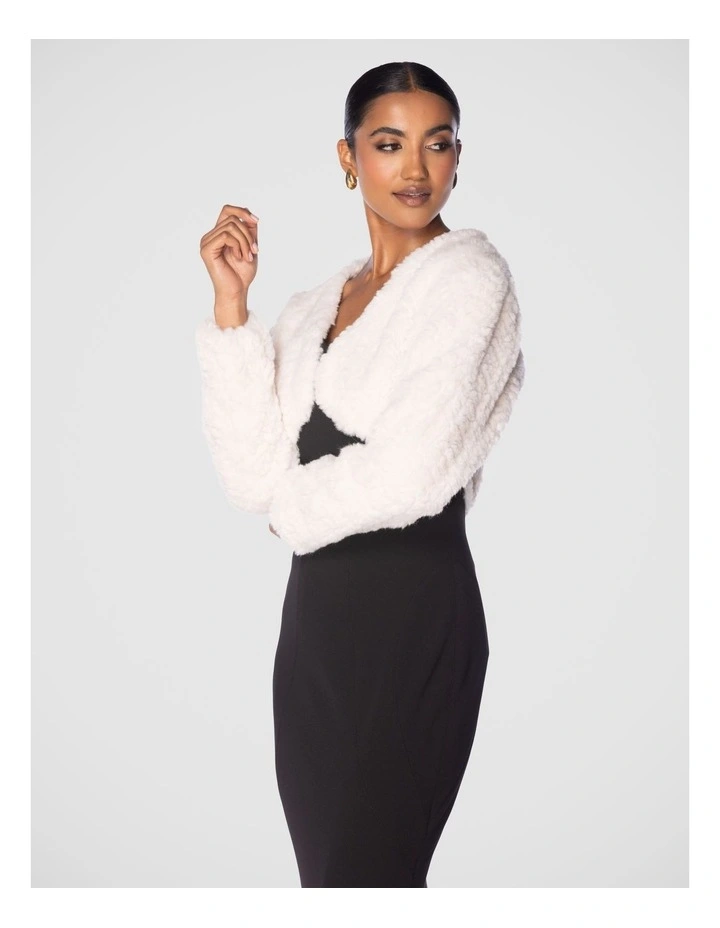 Reiley Faux Fur Bolero Jacket in Cream