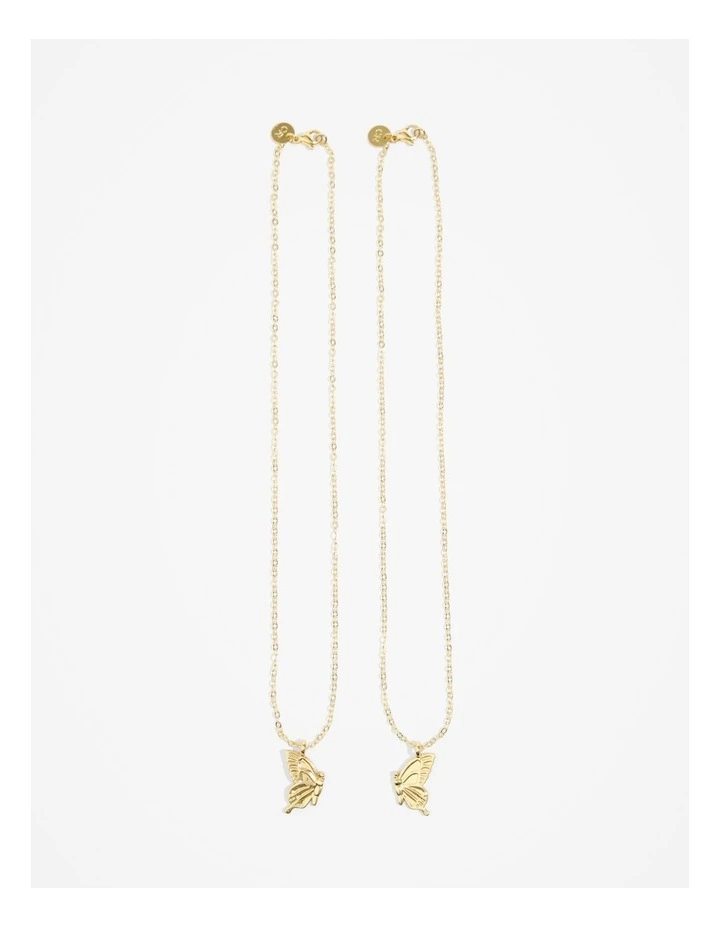 Butterfly Bff Necklace Pack Of 2 in Gold