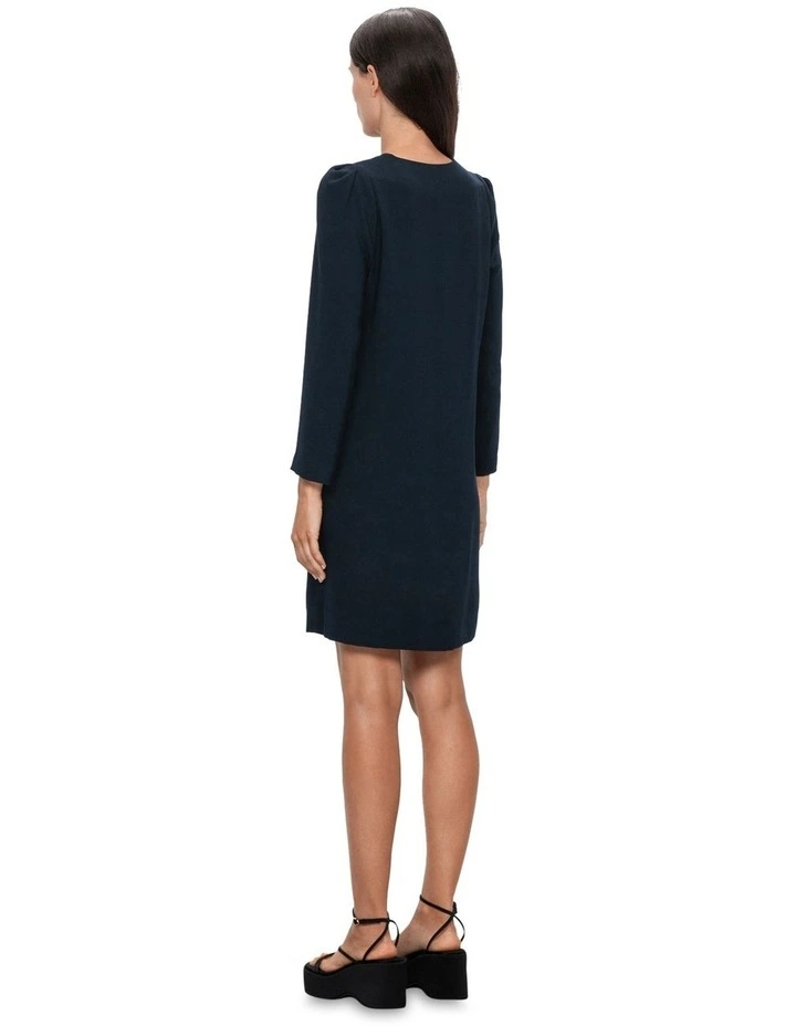 Crepe Satin Shift Dress in Ink