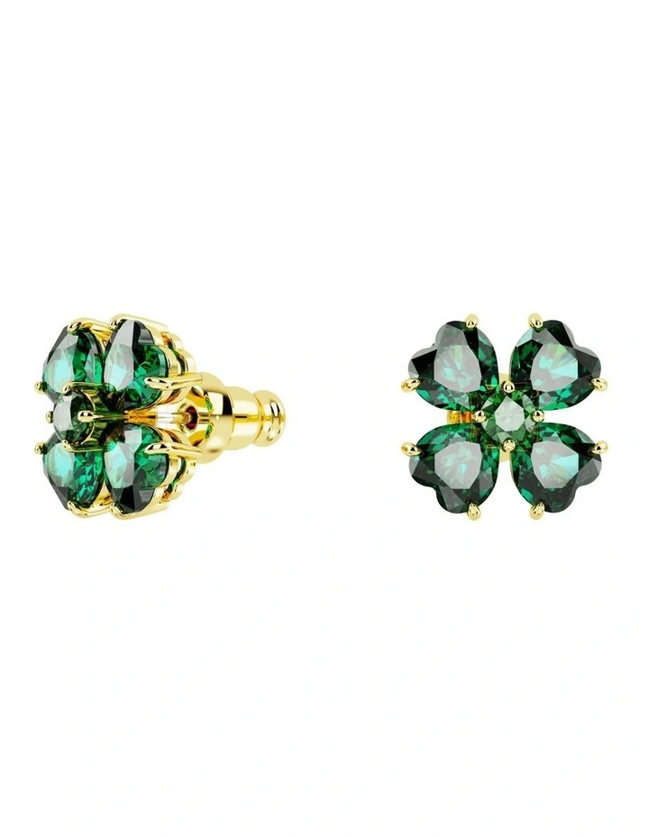 Idyllia Stud Earrings Clover Gold-Tone Plated in Green