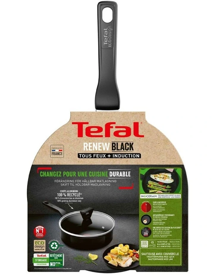 Renew Induction Ceramic Sautepan with Lid 24cm in Black
