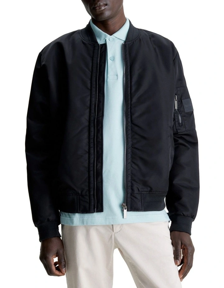 Recycled Sateen Hero Bomber in Black