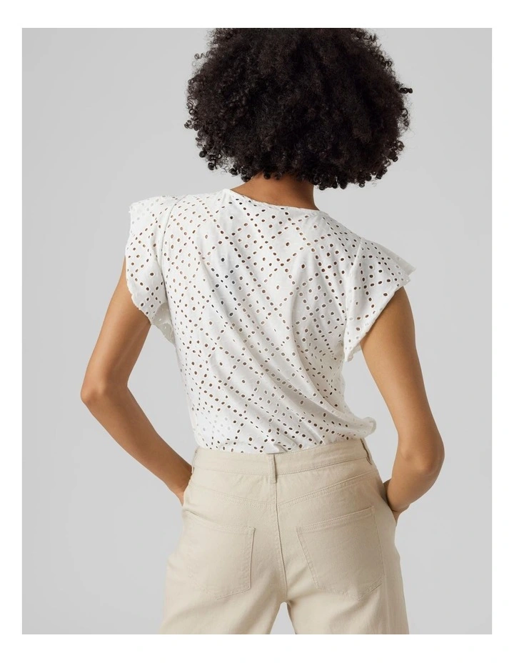 Tassa Lace Frill Top in White