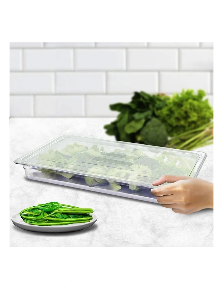 Gastronorm GN Pan 1/2 Food Tray Storage with Lid 65mm in Clear
