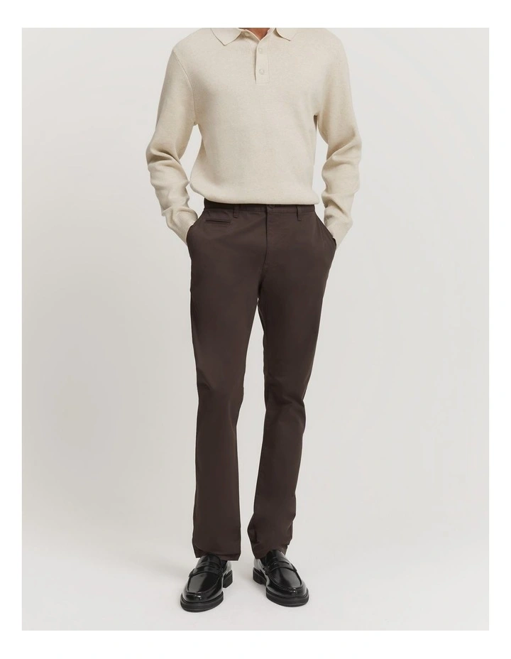 Verified Australian Cotton Slim Fit Stretch Chino in Dark Brown