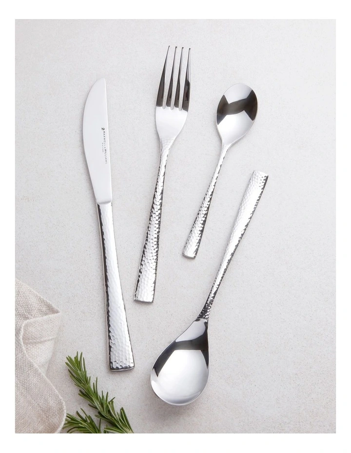 Wayland Hammered 16pc Gift Boxed Cutlery Set in Silver