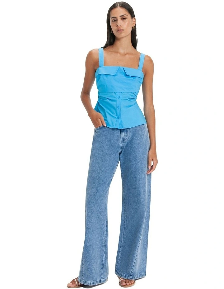 Strappy Wrap Detail Bodice in Deep Sky Blue