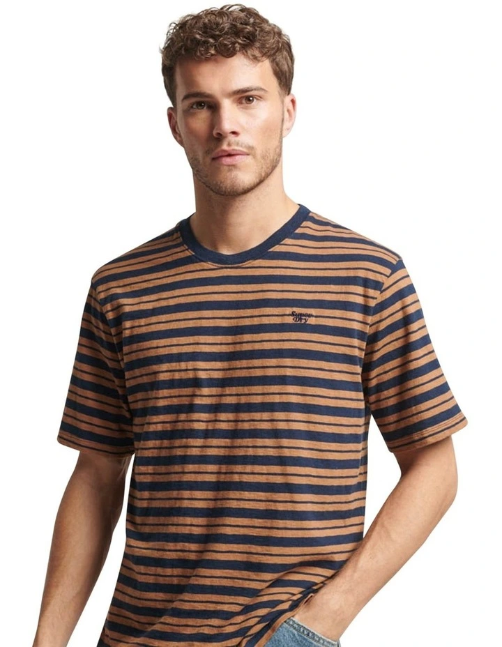 Relaxed Fit Stripe T-Shirt in Camel Stripe
