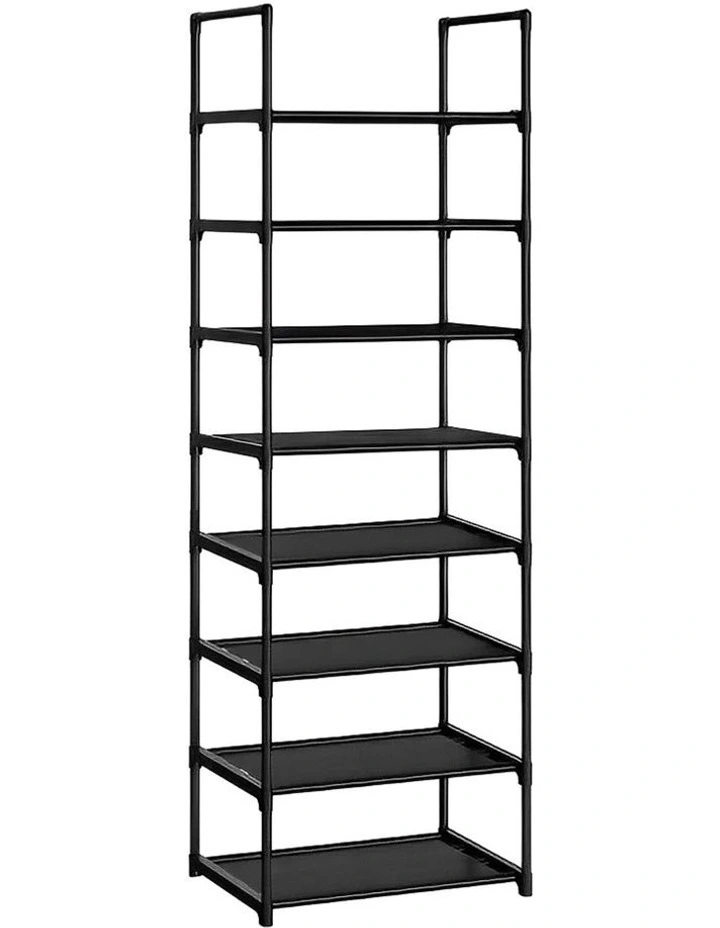 8 Tier Shoe Storage Rack Organizer with Handle in Black